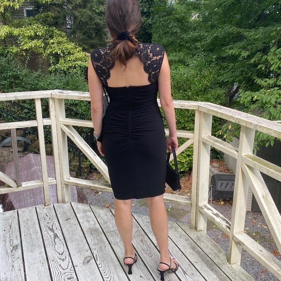 Xscape NWT Retro Black Formal Open Back Cocktail Dress Size 8 - Picture 8 of 15